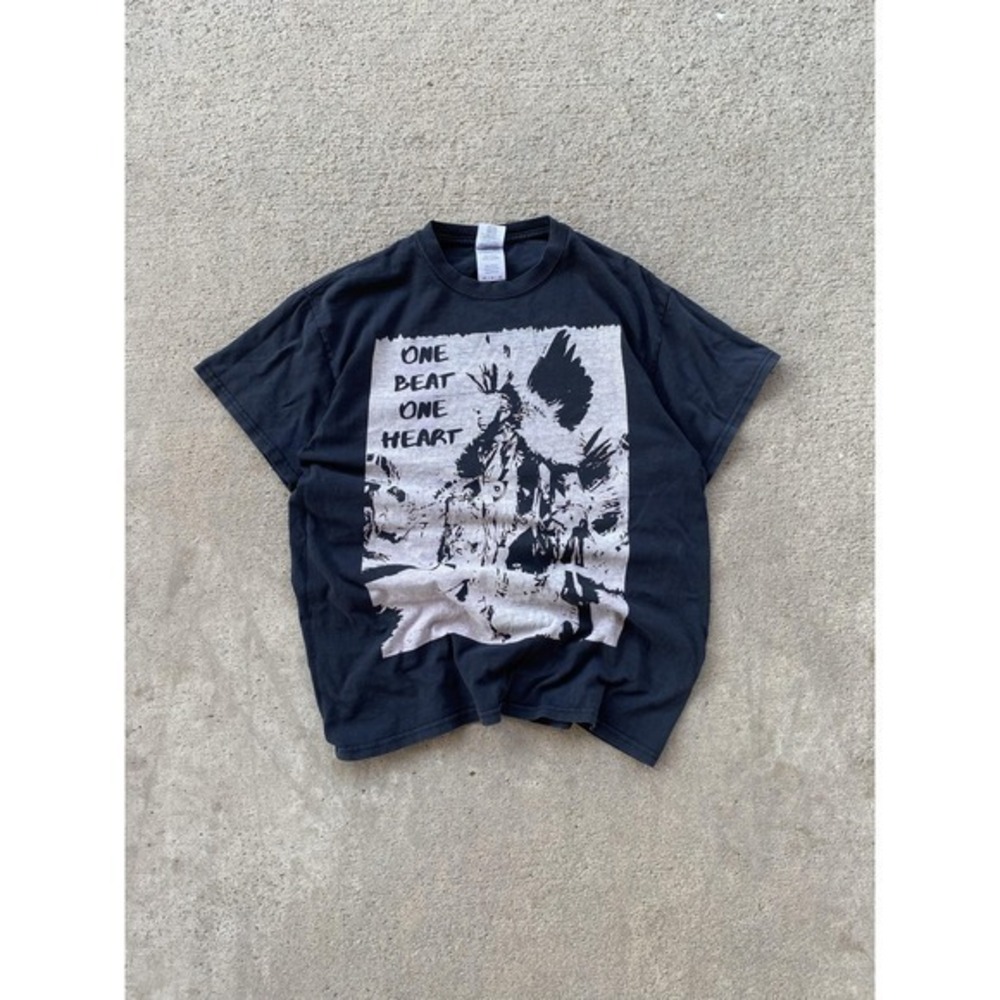 VTG One Beat One Heart Shirt Mens Medium Black Pow Wow Native Graphic Tee‎ Roots